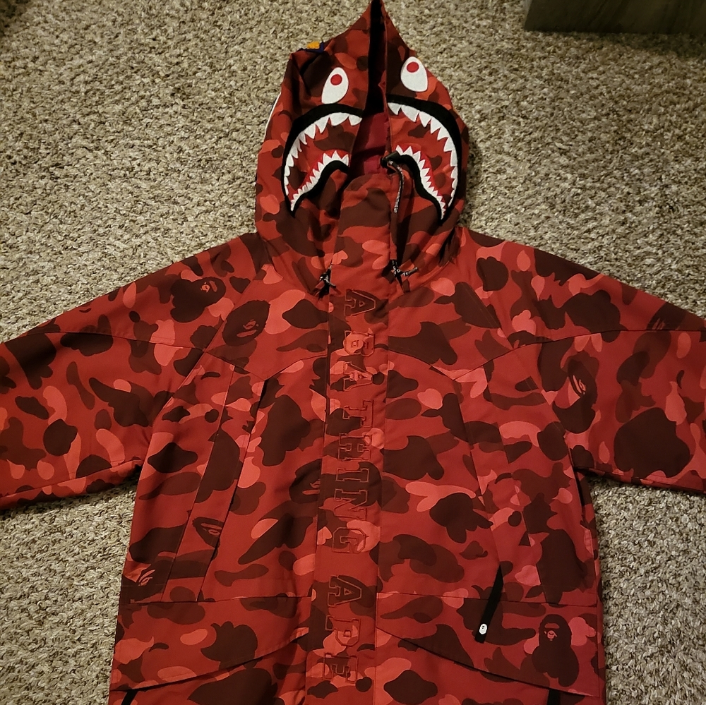 A Bathing Ape Red Snowboarding Shark Jacket
